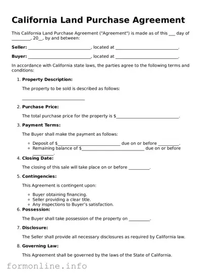 Free Land Purchase Agreement Template for California State