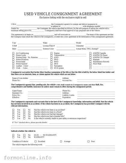 Fill Out a Valid Car Consignment Form