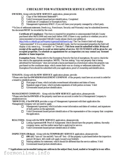 Fill Out a Valid Dekalb County Water Application Form