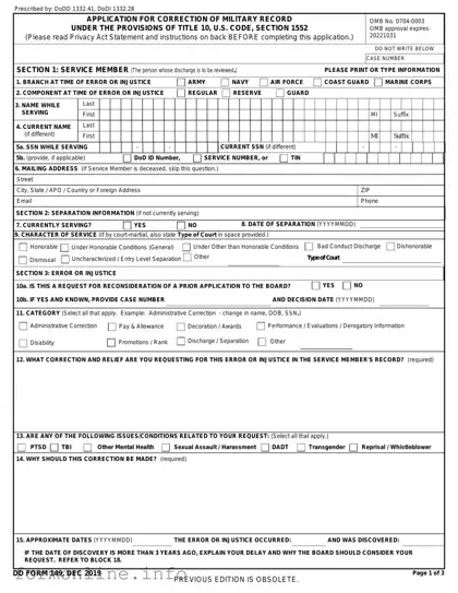 Fill Out a Valid DD 149 Form