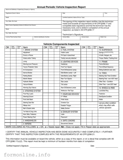 Fill Out a Valid Dot Vehicle Inspection Form