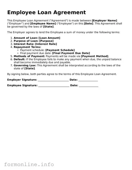 Printable Employee Loan Agreement Form