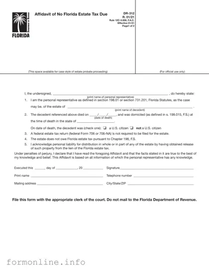 Fill Out a Valid Fl Dr 312 Form