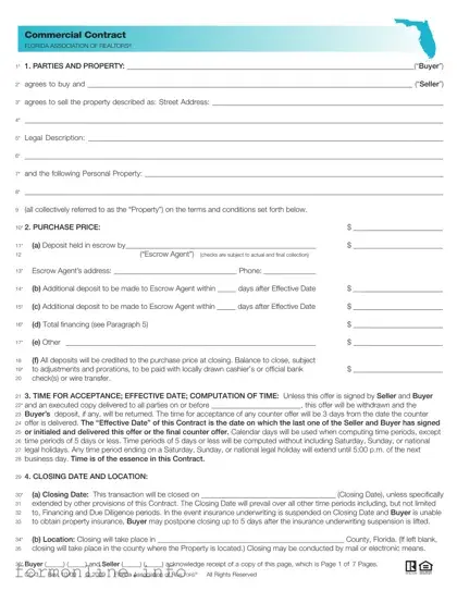 Fill Out a Valid Florida Commercial Contract Form