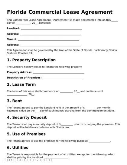 Free Commercial Lease Agreement Template for Florida State