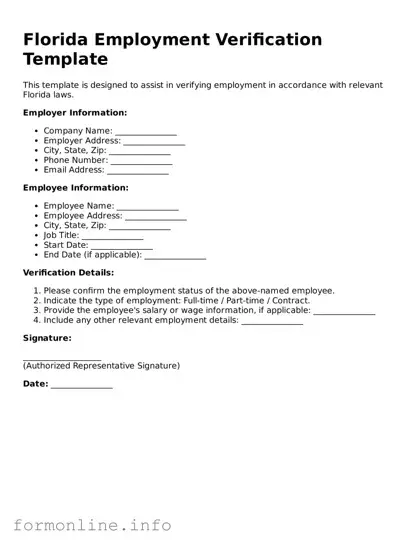 Free Employment Verification Template for Florida State