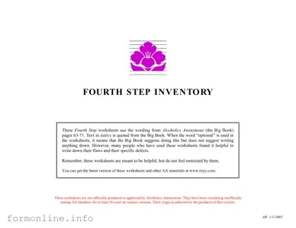 Fill Out a Valid Fourth Step Inventory Form