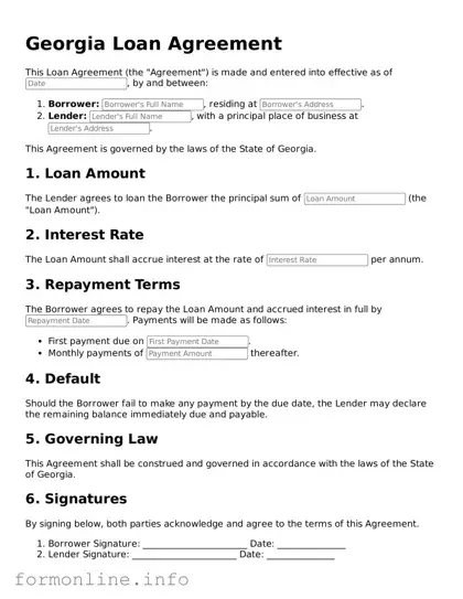 Free Loan Agreement Template for Georgia State
