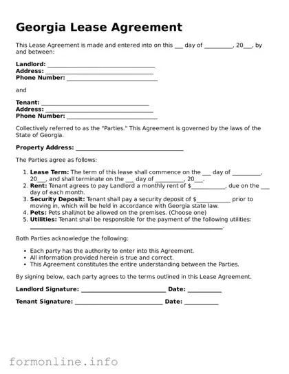 Free Lease Agreement Template for Georgia State