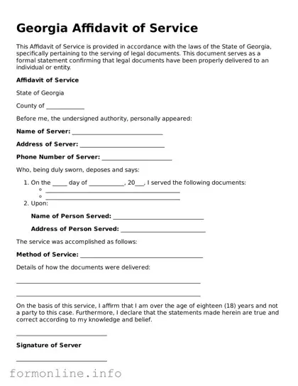 Free Affidavit of Service Template for Georgia State