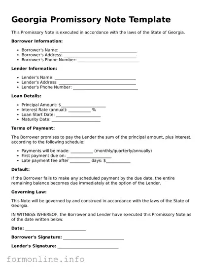 Free Promissory Note Template for Georgia State