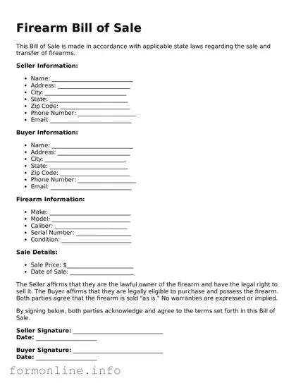Printable Firearm Bill of Sale Form