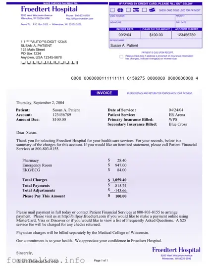 Fill Out a Valid Hospital Bill Form