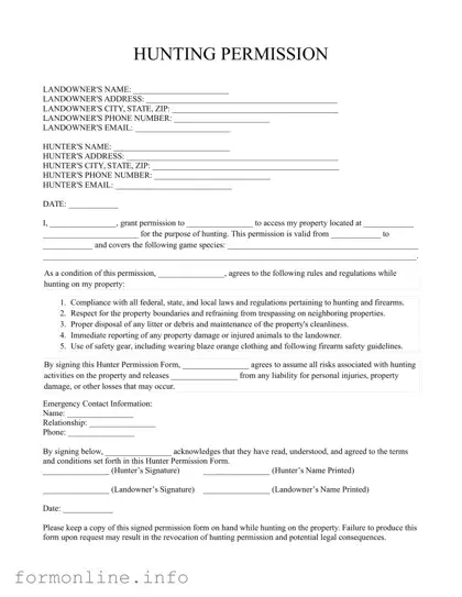 Fill Out a Valid Hunter Permission Form