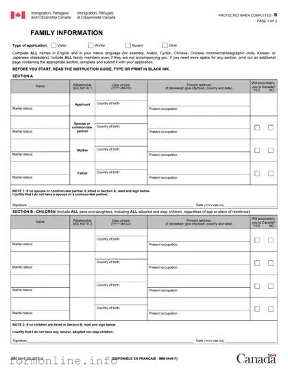 Fill Out a Valid Imm 5645 Form