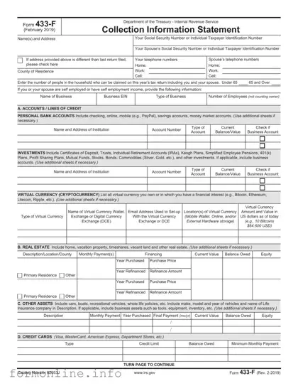 Fill Out a Valid IRS 433-F Form