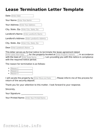 Printable Lease Termination Letter Form