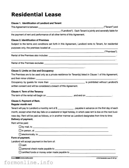Fill Out a Valid Lf310 Residential Lease Form