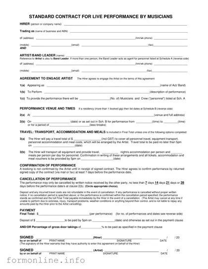Fill Out a Valid Live Performance Contract Form