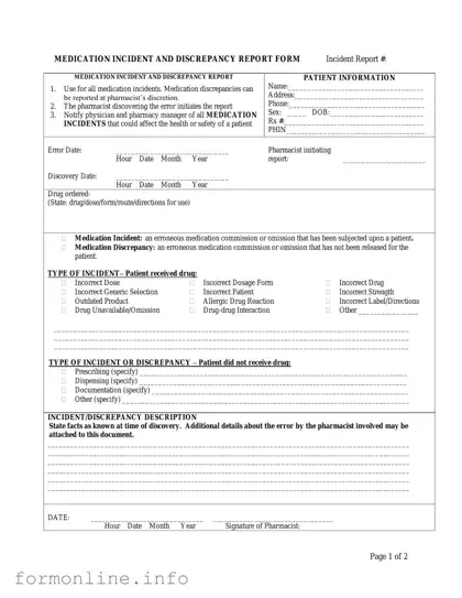 Fill Out a Valid Medication Error Form