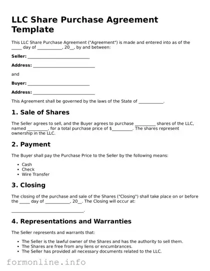 Printable LLC Share Purchase Agreement Form