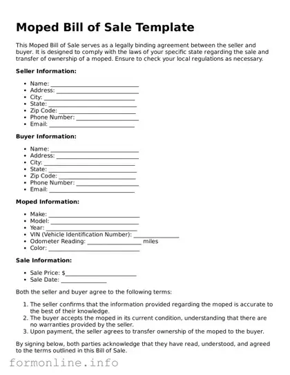 Printable Moped Bill of Sale Form