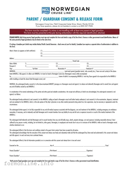 Fill Out a Valid NCL Parental Consent Form
