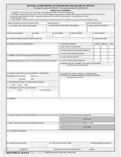 Fill Out a Valid Ngb 22 Form