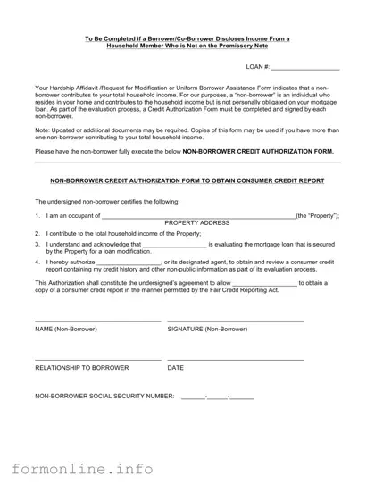 Fill Out a Valid Non Borrower Credit Authorization Form