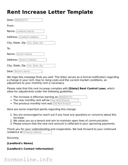 Printable Rent Increase Letter Form