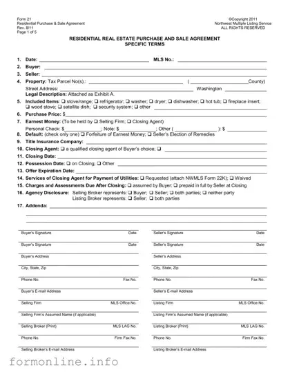 Fill Out a Valid Nwmls 21 Form