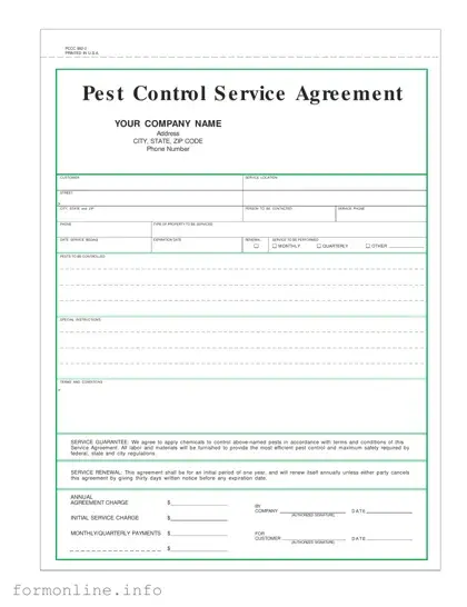 Fill Out a Valid Pest Control Contract Form