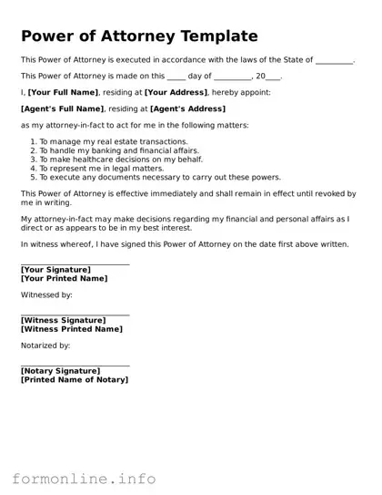 Printable Power of Attorney Form