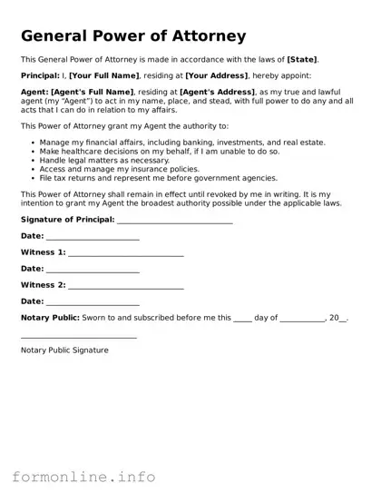 Printable General Power of Attorney Form