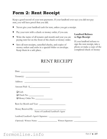 Fill Out a Valid Rental Receipt Form