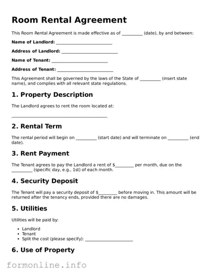 Printable Room Rental Agreement Form