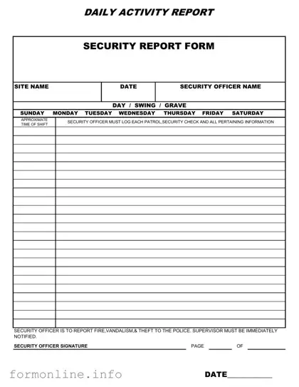 Fill Out a Valid Security Guard Daily Report Sample Form