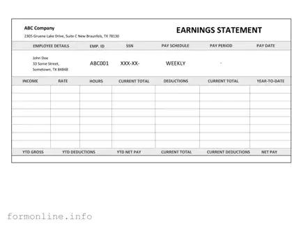 Fill Out a Valid Independent Contractor Pay Stub Form