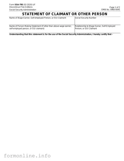 Fill Out a Valid SSA SSA-795 Form