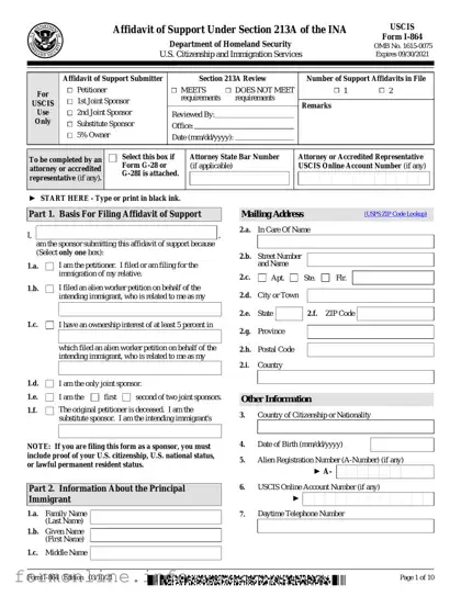Fill Out a Valid USCIS I-864 Form