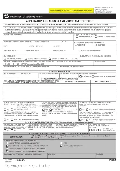 Fill Out a Valid VA 10-2850a Form