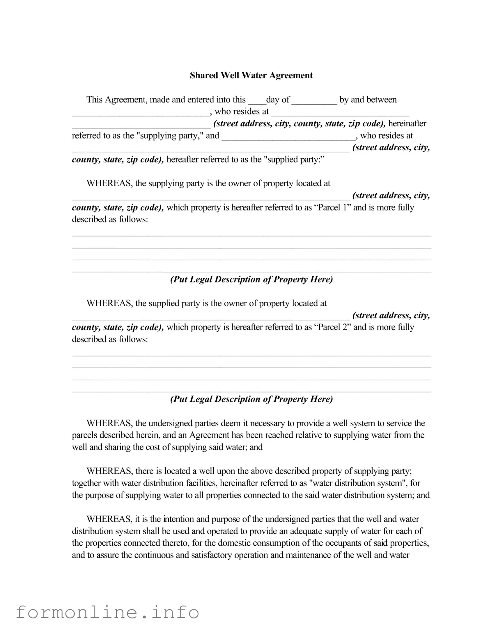 Fill Out a Valid Shared Well Agreement Form