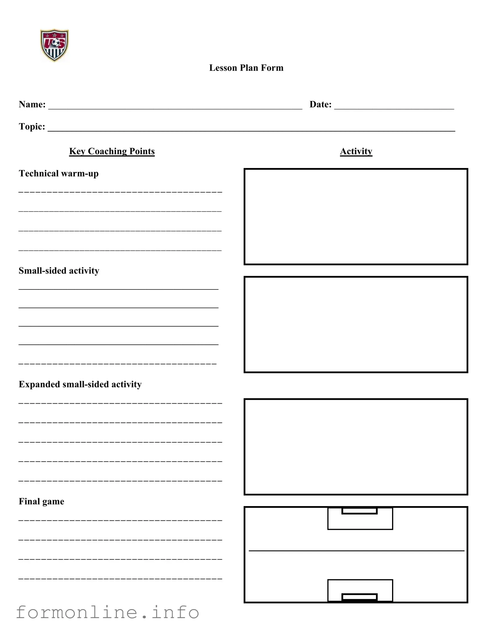 Fill Out a Valid Soccer Training Session Plan Form