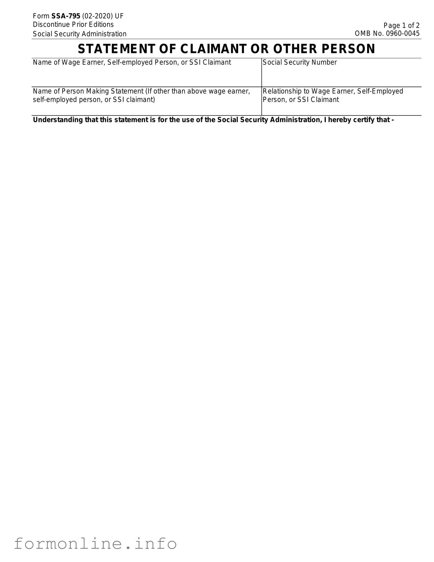 Fill Out a Valid SSA SSA-795 Form