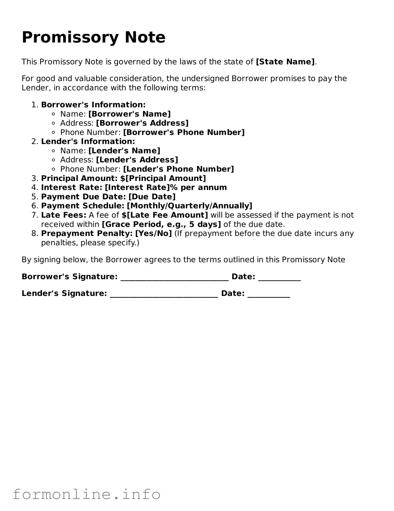 Printable Promissory Note Form