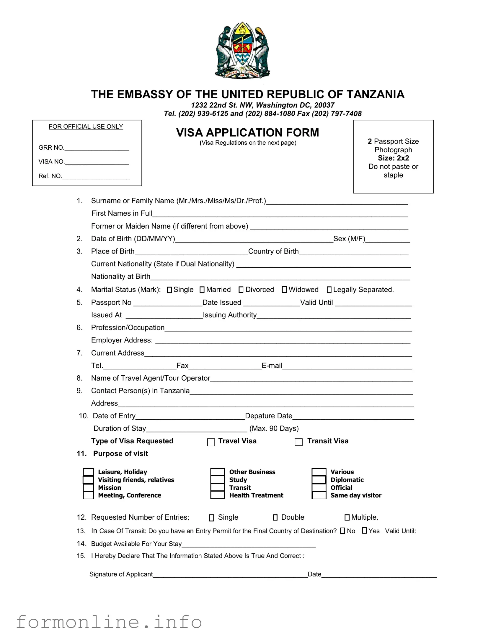 Fill Out a Valid Tanzania Visa Applicaiton Form