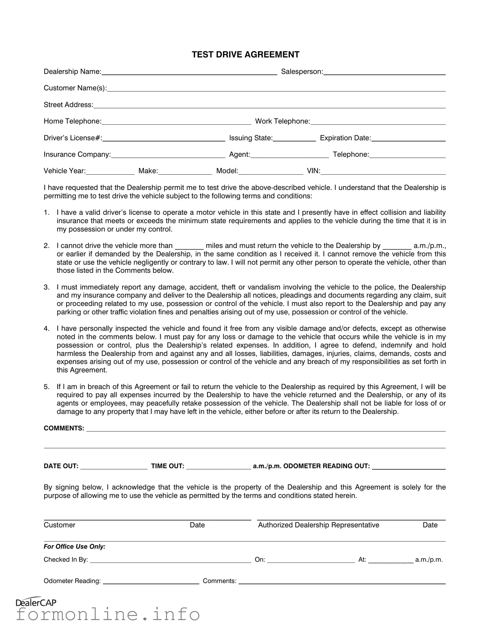 Fill Out a Valid Test Drive Form