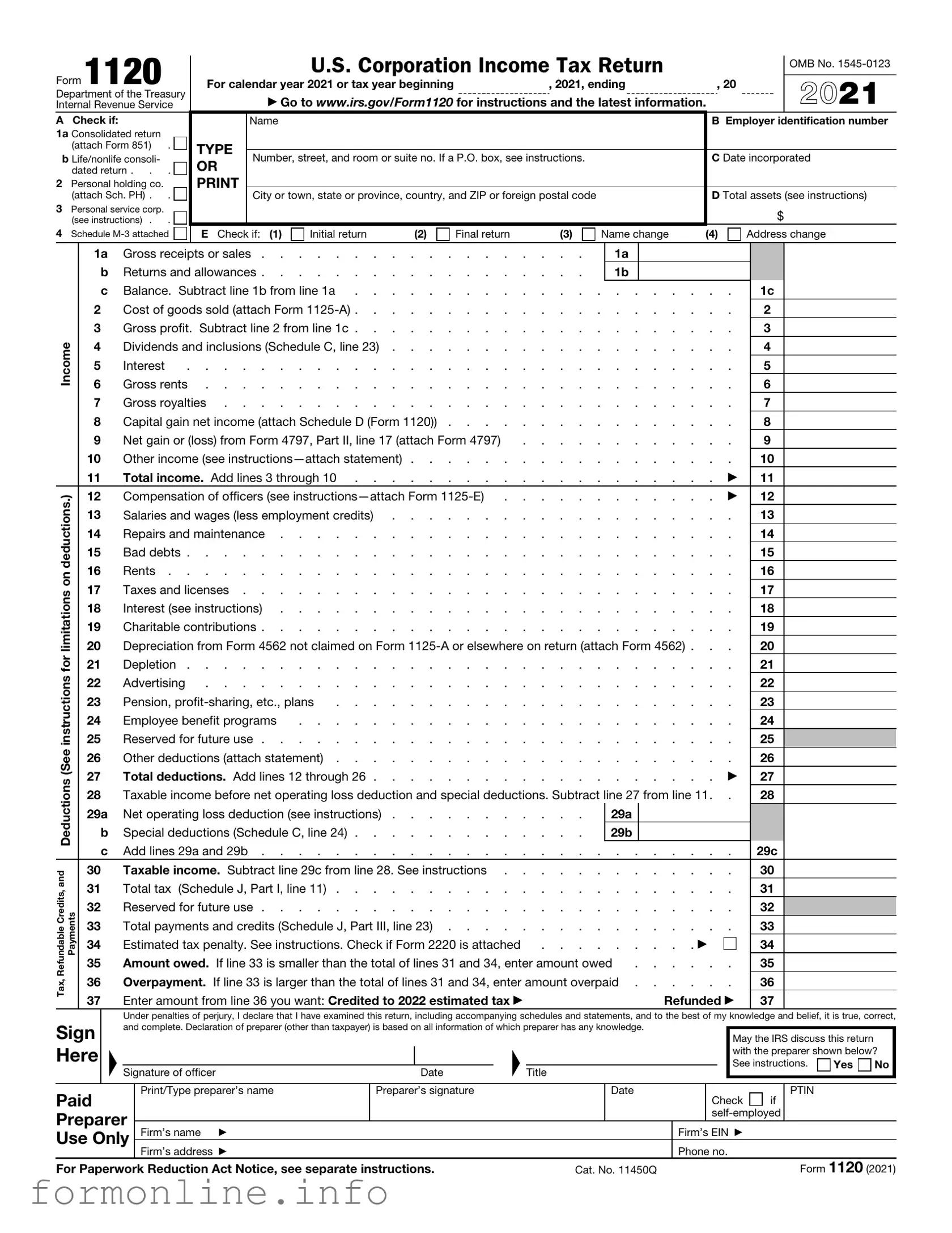 Fill Out a Valid IRS 1120 Form