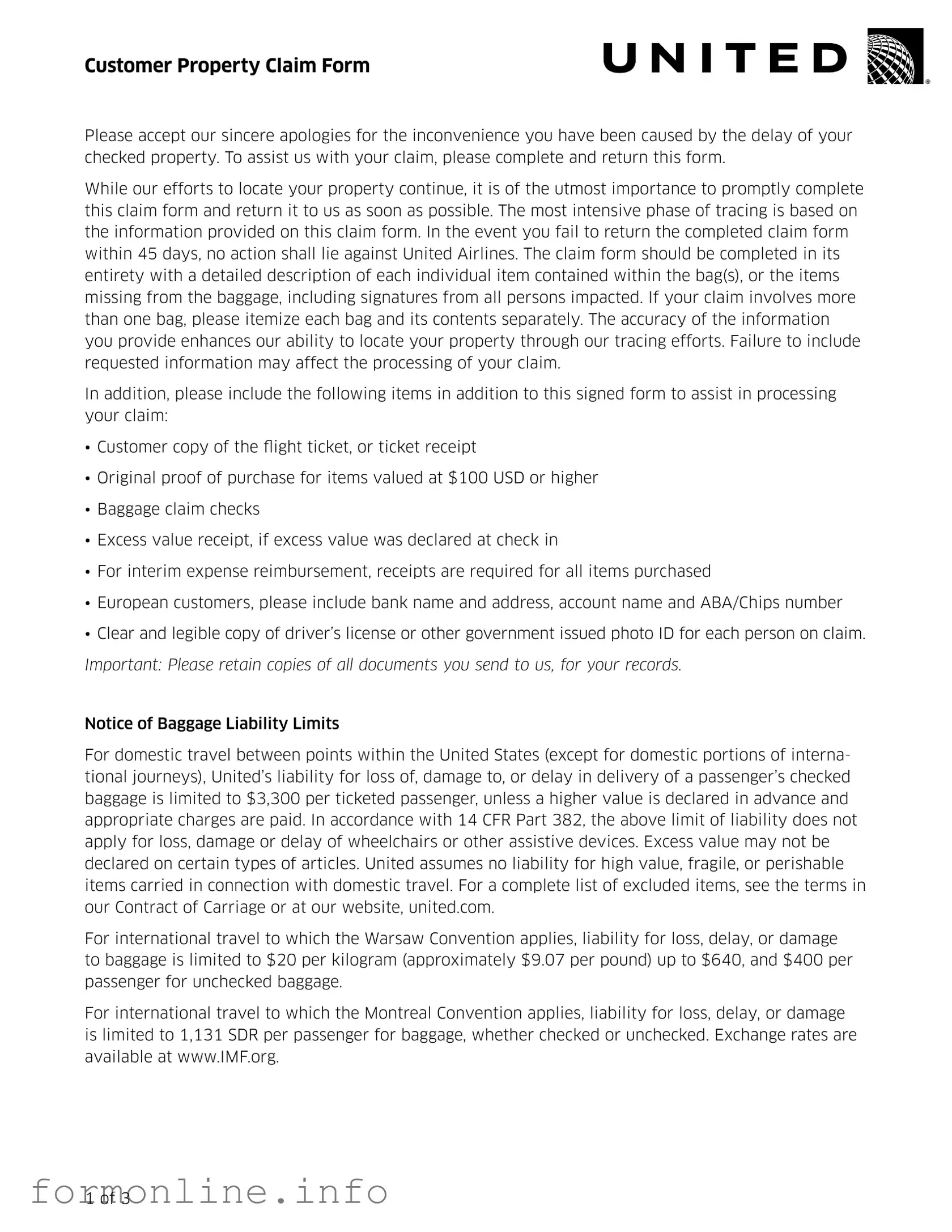 Fill Out a Valid United Airlines Form