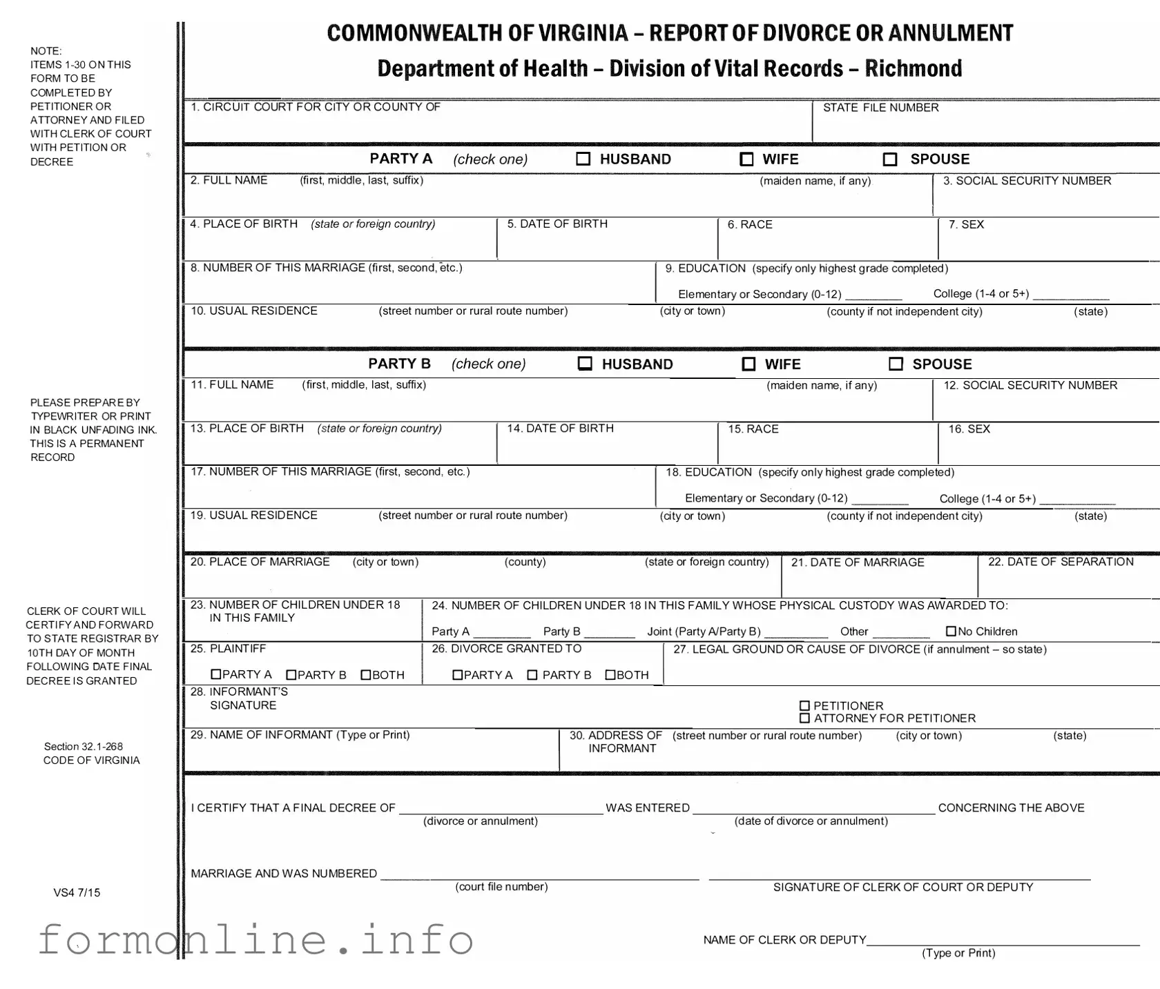 Fill Out a Valid Vs 4 Form